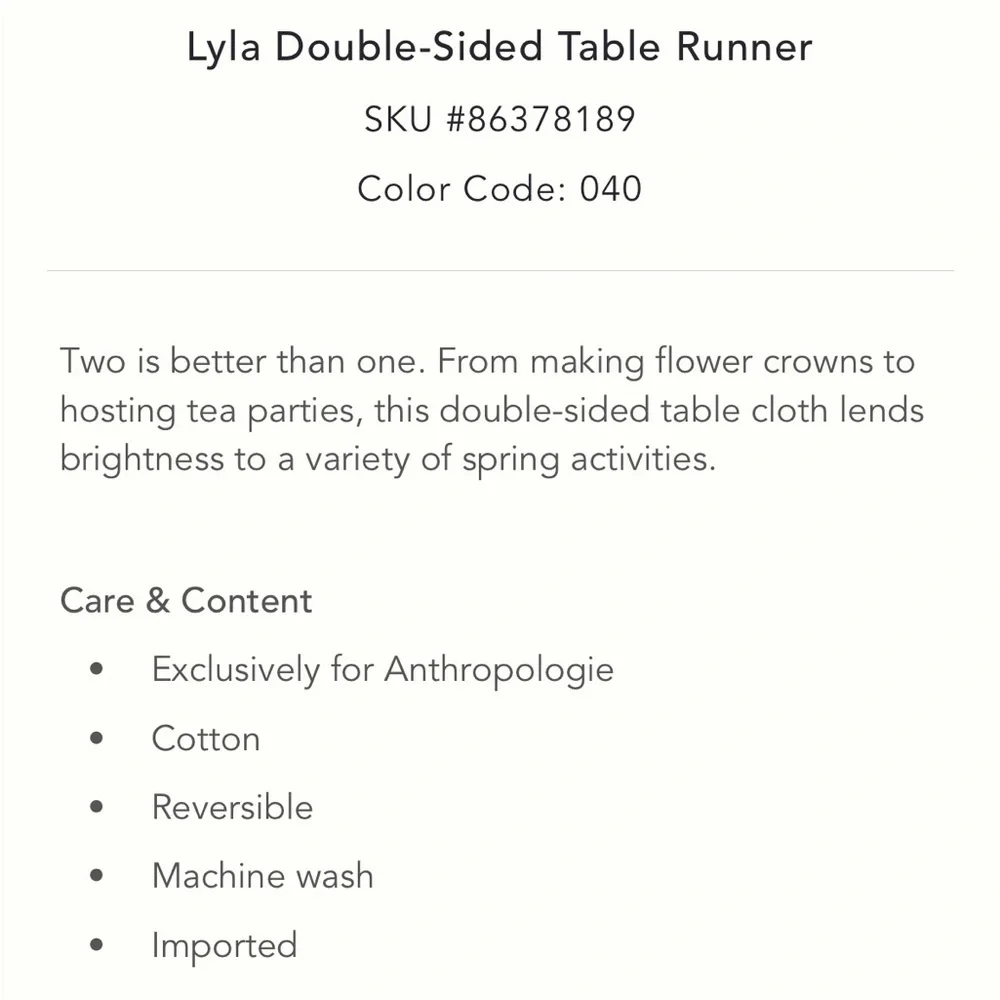 Lyla Floral Two Sided Runner *